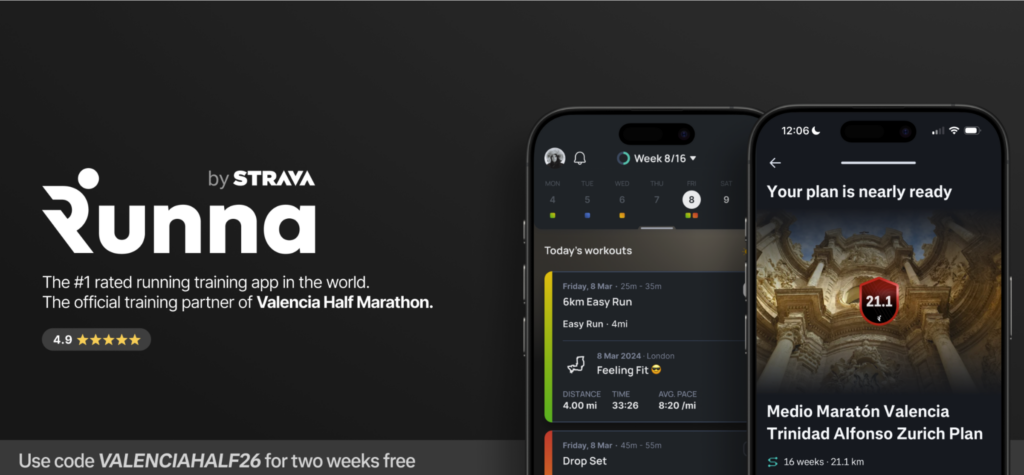 Entrena Medio Maratón Valencia con Runna y aprovecha el código descuento
